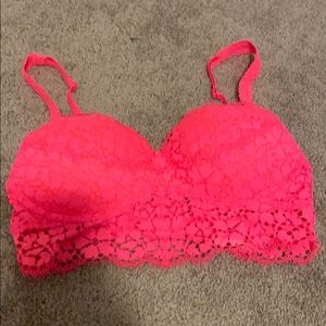 Hot pink lace bralette
